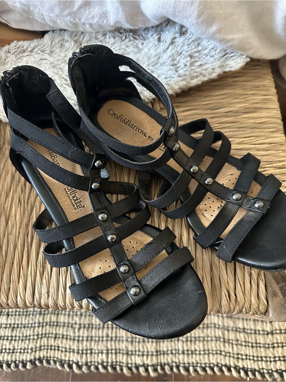 croft & barrow Black Studded Strappy Sandals